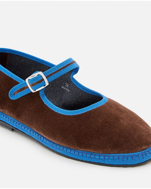 DROGHERIA CRIVELLINI Mary Jane Velvet Furlane in Blue | Lyst