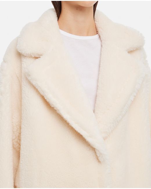 Stand Studio Maria Faux Fur Teddy Long Coat in Natural | Lyst
