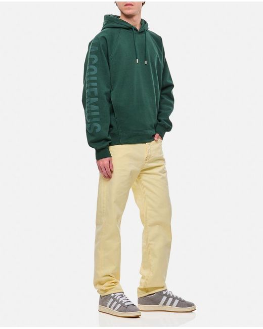 Felpa le hoodie typo in cotone di Jacquemus in Green da Uomo