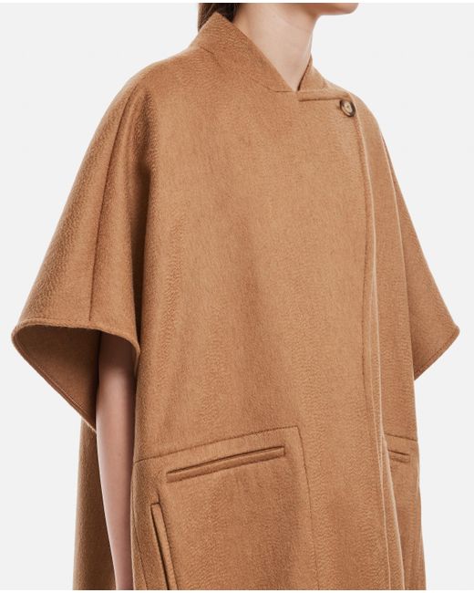 Max Mara Wool Canapa Asymmetric Poncho in Brown Save 26% Womens Clothing Jumpers and knitwear Ponchos and poncho dresses 