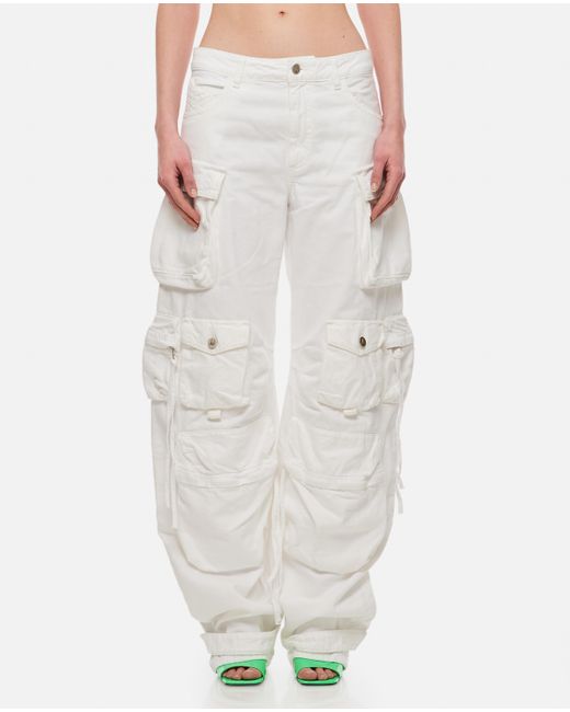 The Attico Fern Denim Cargo Trousers in White | Lyst