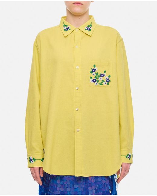 Camicia In Cotone Chicory Con Perline di Bode in Yellow
