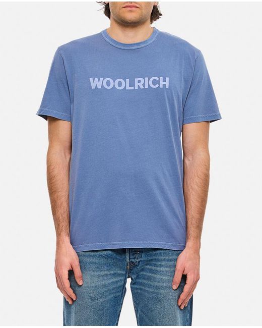 T-shirt Tinto In Capo Con Logo di Woolrich in Blue da Uomo