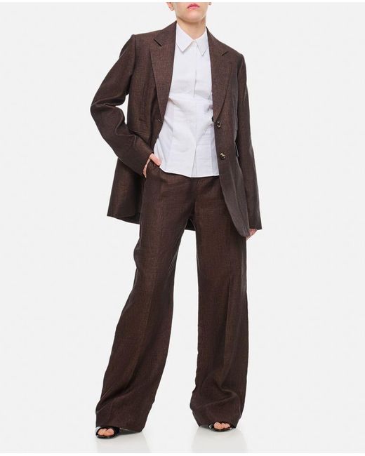 Pantaloni A Vita Alta di Loewe in Brown