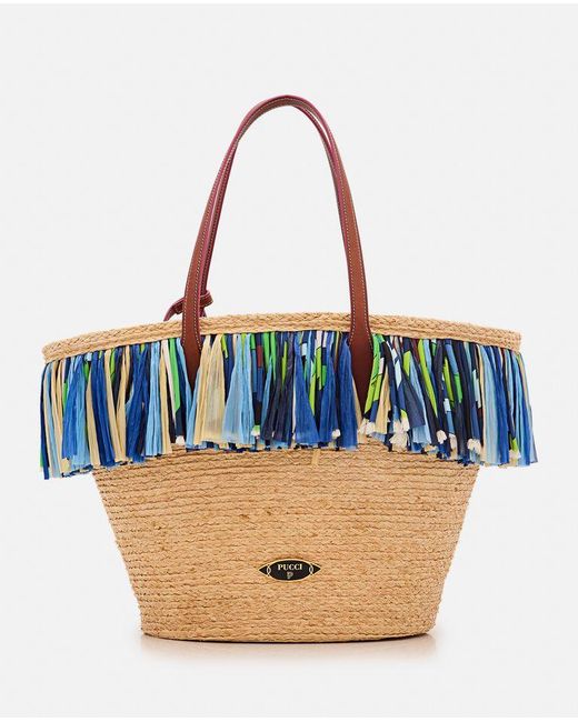 Borsa Tote Con Frange di Emilio Pucci in Blue
