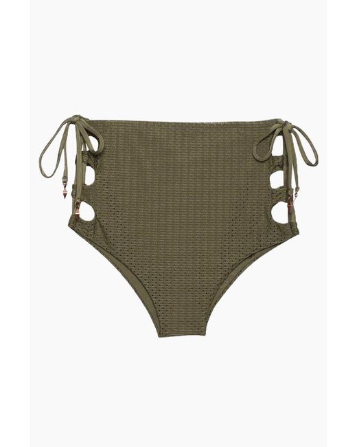olive green high waisted swimsuit