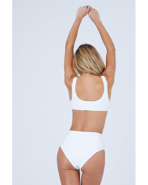 white high waisted ribbed bikini bottoms