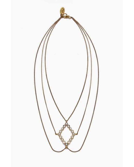 Lena Bernard Amelia Pearl & Crystal Gold Layered Necklace in Metallic ...