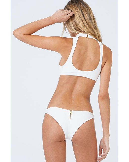 Womens White Zoey Cheeky Back Zipper Bikini Bottom | Ubuy Bahrain