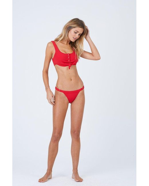 red ribbed bikini top
