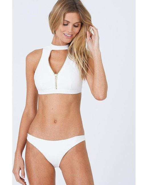 zipper front bikini bottom