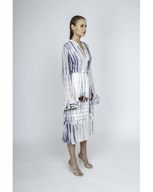 long sleeve embroidered midi dress