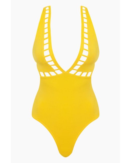 yellow one piece swim
