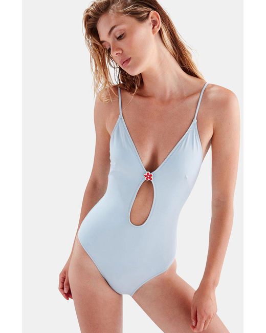 pastel striped one piece swimsuit
