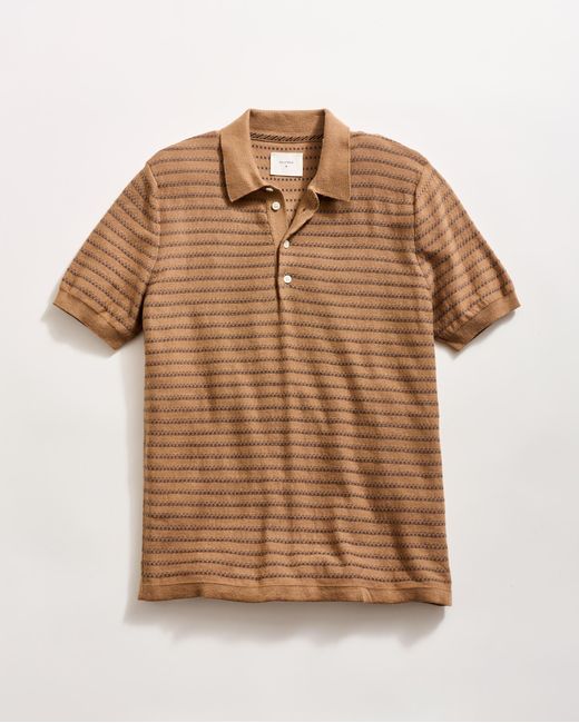 Billy Reid Brown Textured Stripe Sweater Polo for men