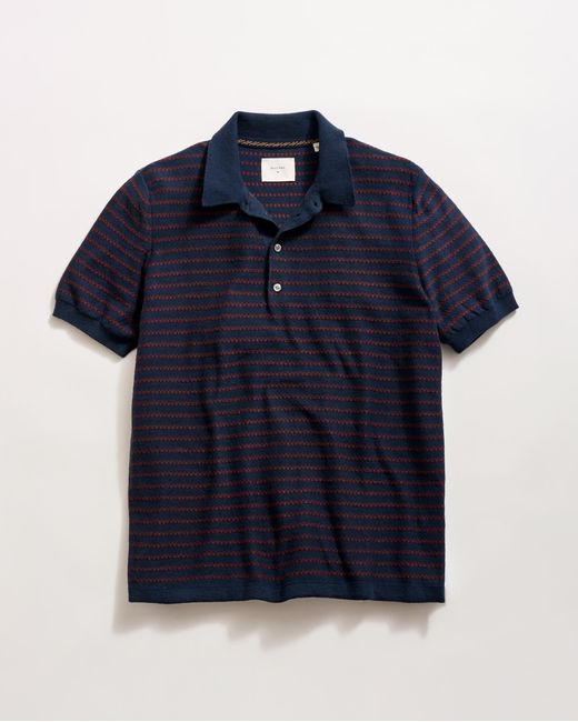 Billy Reid Blue Textured Stripe Sweater Polo for men