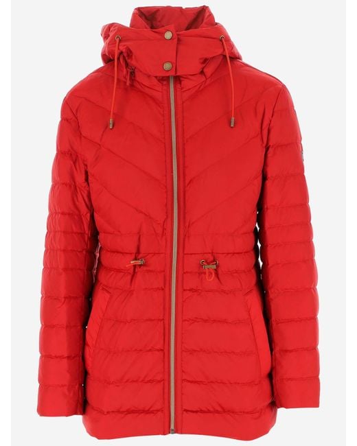 Michael Kors Synthetic Hooded Down Jacket in Red | Lyst UK