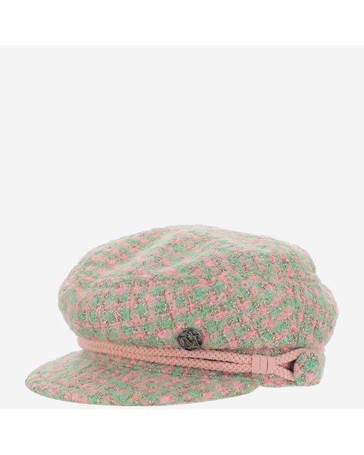 Maison Michel Tweed Sailor Cap in Pink 