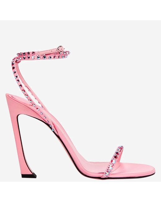 Piferi 100mm Satin Sandals With Rhinestones in Pink | Lyst