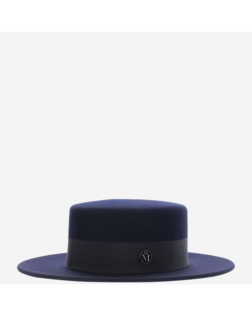 Maison Michel Felt Kiki Hat in Navy 