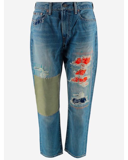 Polo Ralph Lauren Patchwork Boyfriend Jeans in Blue | Lyst