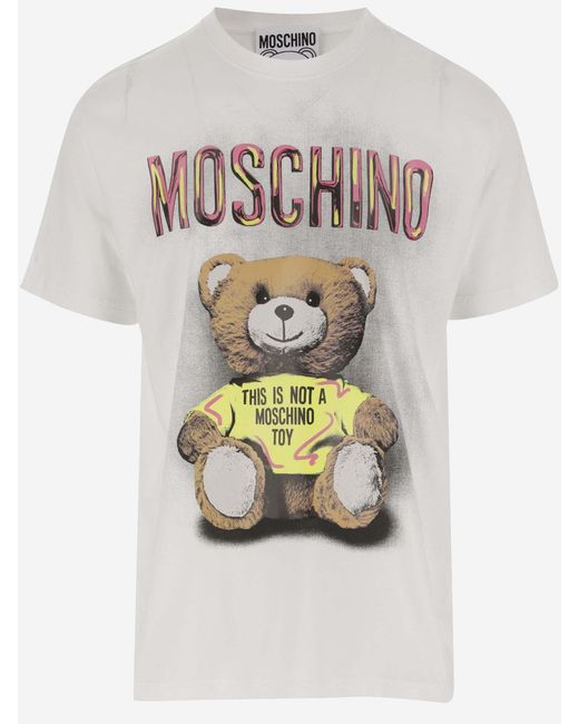 Moschino Cotton T-shirt With Teddy Bear Print in Gray for Men | Lyst