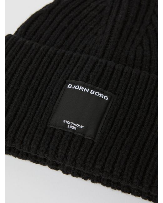 Björn Borg Black Centre knit beanie