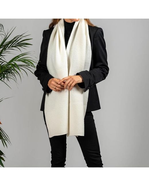 Black Accessories White Superluxe Vanilla Cream Italian Cashmere Scarf