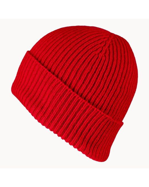 Black Accessories Red Ruby Rib Knit Cashmere Beanie