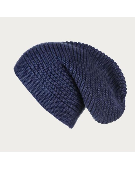 Black Accessories Blue Cashmere Slouch Beanie
