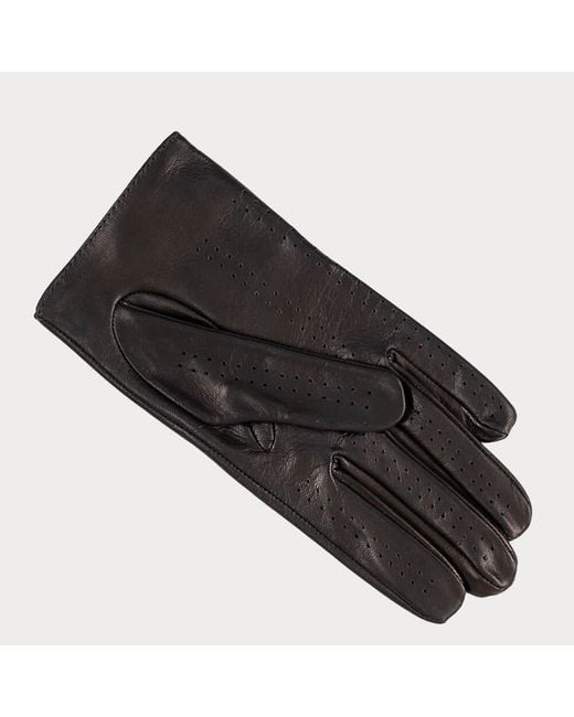 Black Accessories Black Italian Leather Driving Gloves