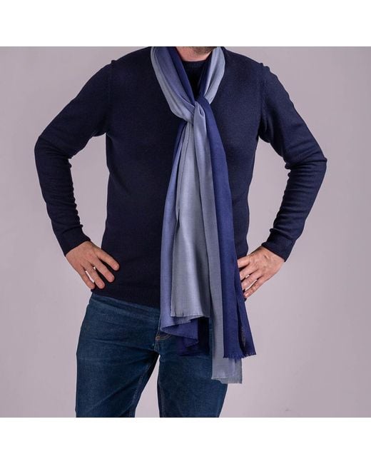Black Accessories Blue Classic To Fine Wool And Silk Scarf