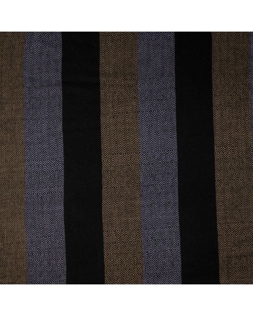 Black Black Multi Weave Check Stripe Pashmina Cashmere Shawl