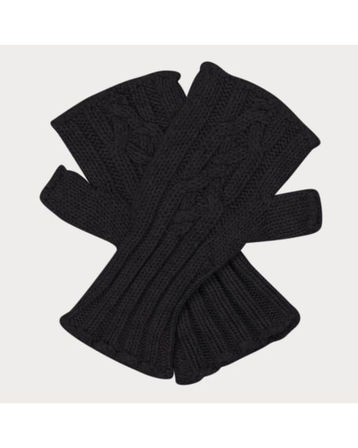 Black Black Cable Knit Cashmere Mittens