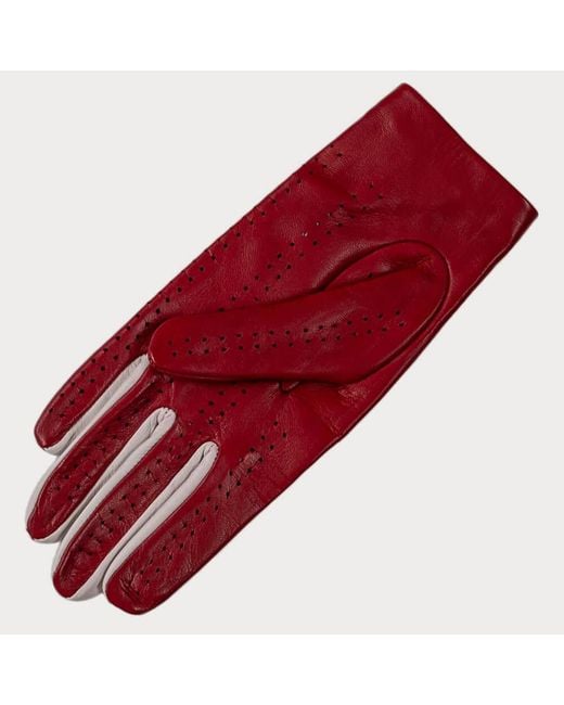 Black Accessories Red Ladies And Ivory Italian Leather Driving Gloves