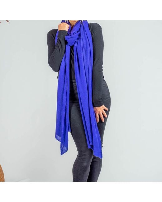 Black Accessories Blue Oversized Iris Cashmere Knit Scarf