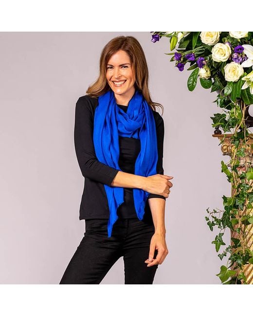 Black Accessories Blue Sapphire Cashmere And Silk Wrap