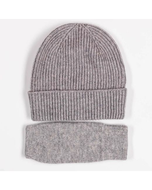 Black Accessories White Cashmere Beanie And Mittens Set