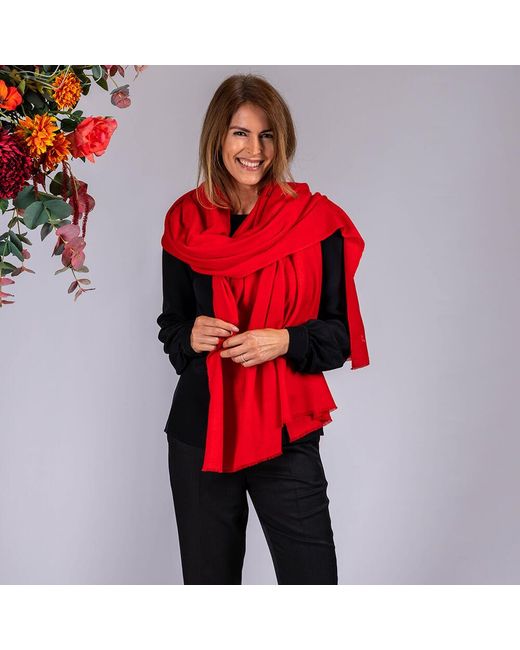 Black Accessories Red Postbox Handwoven Cashmere Shawl