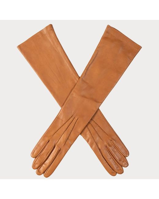 Black Brown Tuscan Tan Long Leather Gloves - Silk Lined