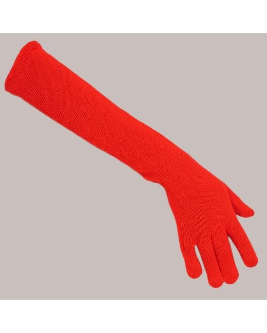 Black Accessories Red Long Sizzling Italian Cashmere Gloves