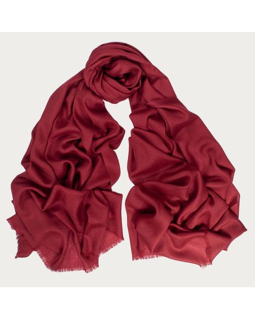 Black Blue Classic Burgundy Silk And Wool Scarf for men