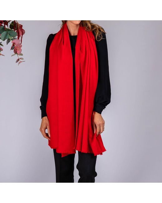 Black Accessories Red Postbox Handwoven Cashmere Shawl
