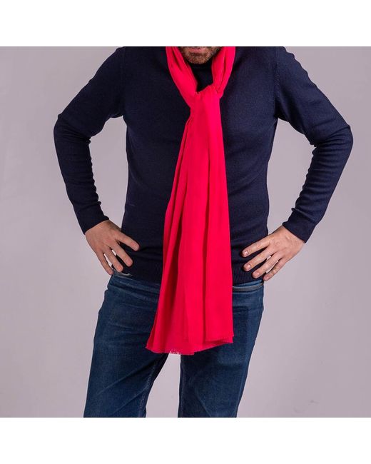 Black Red Classic Pink Silk And Wool Scarf for men