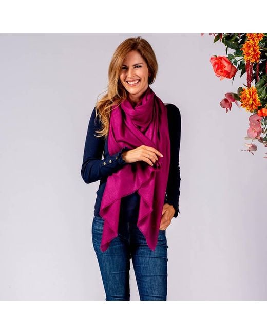 Black Accessories Multicolor Damson Dream Cashmere And Silk Wrap