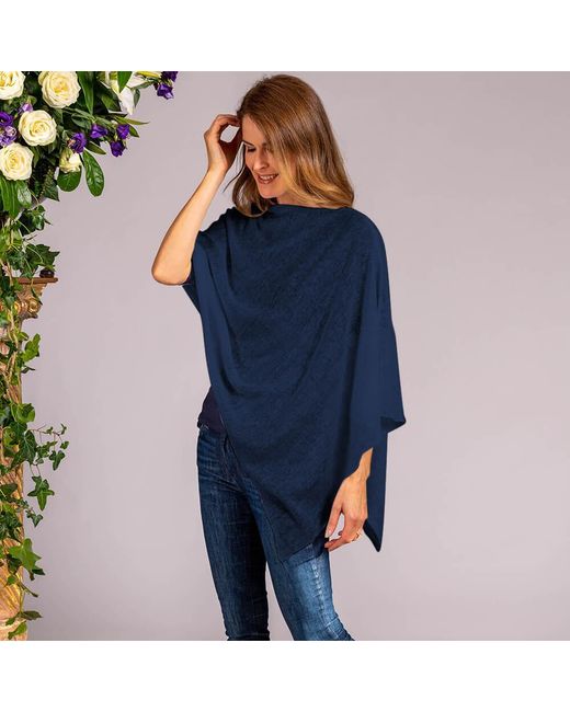 Black Accessories Blue Capri Linen Poncho