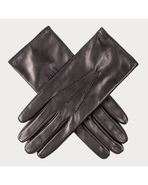 Black Gray Ladies Touch Screen Leather Gloves