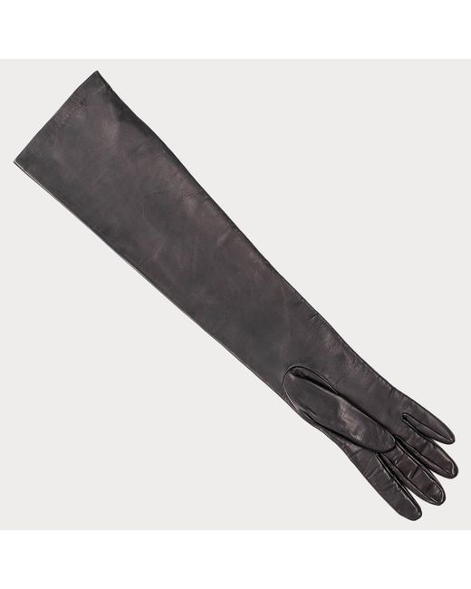 Black Black Extra Long Leather Gloves – Silk Lined