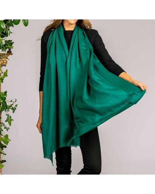 Black Accessories Green Emerald Cashmere And Silk Wrap