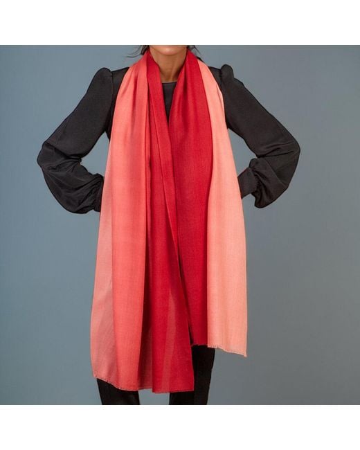 Black Accessories Red Imperfectly Yours: Carmine To Coral Cashmere & Silk Wrap